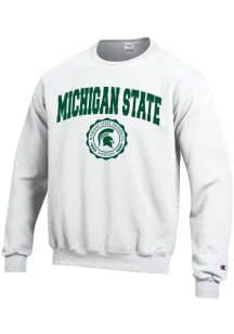 Champion Michigan State Spartans Mens White Seal Long Sleeve Crew Sweatshirt