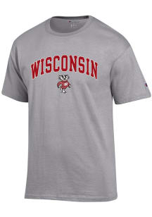 Champion Wisconsin Badgers Grey Arch Mascot Short Sleeve T Shirt