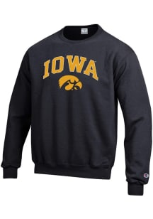 Champion Iowa Hawkeyes Mens Black Arch Mascot Edition Long Sleeve Crew Sweatshirt
