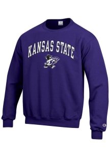 Champion K-State Wildcats Mens Purple Arch Mascot Long Sleeve Crew Sweatshirt