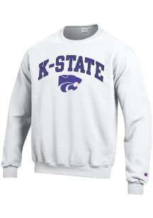 Champion K-State Wildcats Mens White Arch Mascot Long Sleeve Crew Sweatshirt
