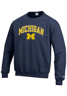 Champion Michigan Wolverines Mens Blue Arch Mascot Long Sleeve Crew Sweatshirt