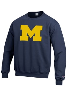 Champion Michigan Wolverines Mens Blue Big Logo Long Sleeve Crew Sweatshirt