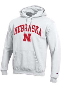 Champion Nebraska Cornhuskers Mens White Arch Mascot Long Sleeve Hoodie