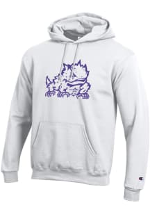 Champion TCU Horned Frogs Mens White Big Logo Long Sleeve Hoodie