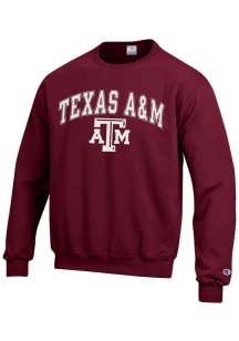 Champion Texas A&M Aggies Mens Maroon Arch Mascot Long Sleeve Crew Sweatshirt