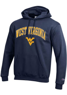 Champion West Virginia Mountaineers Mens Navy Blue Arch Mascot Graphic Long Sleeve Hoodie