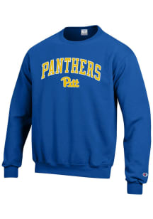Champion Pitt Panthers Mens Blue Arch Wordmark Long Sleeve Crew Sweatshirt