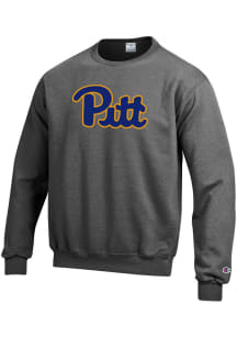 Champion Pitt Panthers Mens Grey Logo Twill Long Sleeve Crew Sweatshirt