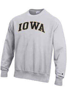 Champion Iowa Hawkeyes Mens Grey Reverse Weave Long Sleeve Crew Sweatshirt