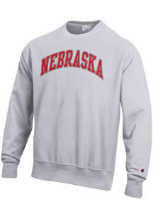 Champion Nebraska Cornhuskers Mens Grey Reverse Weave Version Long Sleeve Crew Sweatshirt