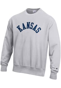 Champion Kansas Mens Grey Wordmark Long Sleeve Crew Sweatshirt