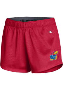 Champion Kansas Jayhawks Womens Red Mesh Shorts