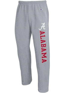 Champion Alabama Crimson Tide Mens Grey Powerblend Open Bottom Sweatpants