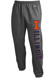Champion Illinois Fighting Illini Mens Charcoal Powerblend Closed Bottom Sweatpants