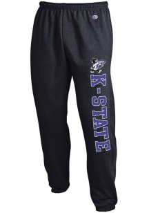 Champion K-State Wildcats Mens Black Powerblend Closed Bottom Sweatpants