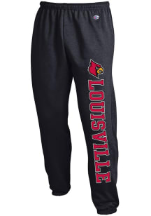 Champion Louisville Cardinals Mens Black Powerblend Closed Bottom Sweatpants