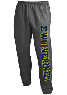 Champion Michigan Wolverines Mens Charcoal Powerblend Closed Bottom Sweatpants