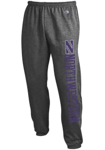 Champion Northwestern Wildcats Mens Charcoal Powerblend Closed Bottom Sweatpants