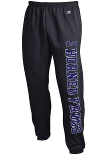 Champion TCU Horned Frogs Mens Black Powerblend Closed Bottom Sweatpants