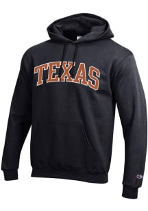 Champion Texas Longhorns Mens Black Powerblend Twill Arch Name Long Sleeve Hoodie