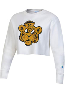 Champion Missouri Tigers Womens White Reverse Weave Cropped Boyfriend Crew Sweatshirt
