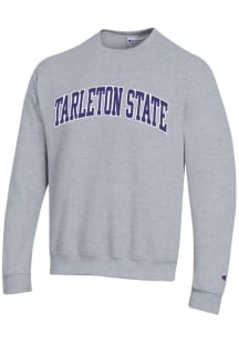 Champion Tarleton State Texans Mens Grey Powerblend Twill Long Sleeve Crew Sweatshirt