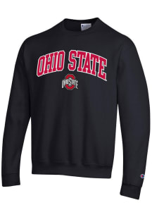 Champion Ohio State Buckeyes Mens Black Powerblend Design Long Sleeve Crew Sweatshirt