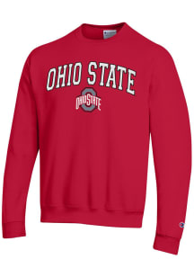 Champion Ohio State Buckeyes Mens Red Powerblend Classic Long Sleeve Crew Sweatshirt