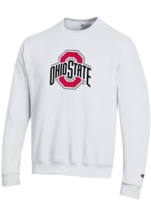 Champion Ohio State Buckeyes Mens White Powerblend Style Long Sleeve Crew Sweatshirt