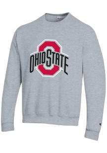 Champion Ohio State Buckeyes Mens Grey Powerblend Long Sleeve Crew Sweatshirt