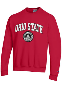Champion Ohio State Buckeyes Mens Red Powerblend Series Long Sleeve Crew Sweatshirt