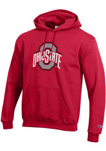 Champion Ohio State Buckeyes Mens Red Powerblend Design Long Sleeve Hoodie