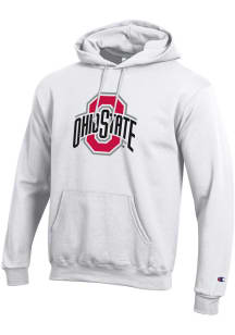 Champion Ohio State Buckeyes Mens White Powerblend Classic Long Sleeve Hoodie