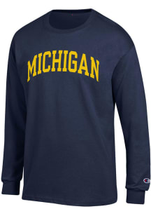 Champion Michigan Wolverines Blue Arch Name Long Sleeve T Shirt