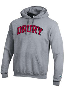 Champion Drury Panthers Mens Grey Arch Name Long Sleeve Hoodie