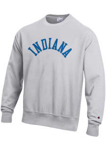 Champion Indiana Mens Grey Wordmark Long Sleeve Crew Sweatshirt