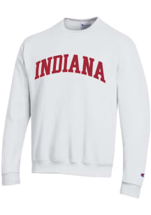 Champion Indiana Hoosiers Mens White Powerblend Twill Long Sleeve Crew Sweatshirt