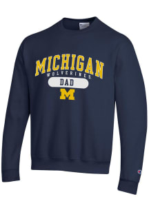 Champion Michigan Wolverines Mens Blue Dad Pill Long Sleeve Crew Sweatshirt