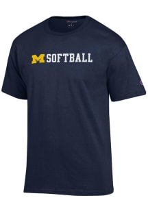 Champion Michigan Wolverines Blue Softball Short Sleeve T Shirt