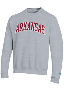 Champion Arkansas Razorbacks Mens Grey Arch Twill Long Sleeve Crew Sweatshirt
