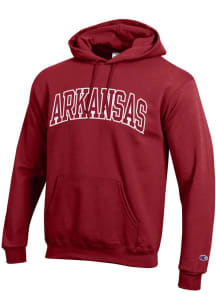 Champion Arkansas Razorbacks Mens Cardinal Arch Twill Long Sleeve Hoodie
