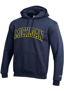 Champion Michigan Wolverines Mens Blue Arch Twill Long Sleeve Hoodie