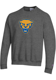 Champion Pitt Panthers Mens Charcoal Panther Head Long Sleeve Crew Sweatshirt