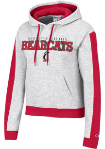 Champion Cincinnati Bearcats Womens Grey Script Sleeve Stripe Hooded Sweatshirt