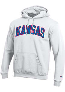 Champion Kansas Jayhawks Mens White Arch Twill Long Sleeve Hoodie