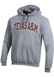 Champion Texas A&M Aggies Mens Grey Arch Twill Powerblend Long Sleeve Hoodie