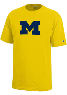 Champion Michigan Wolverines Youth Yellow Primary logo Graphic Short Sleeve T-Shirt