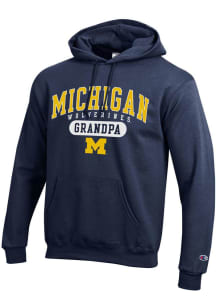 Champion Michigan Wolverines Mens Blue GRANDPA PILL Long Sleeve Hoodie