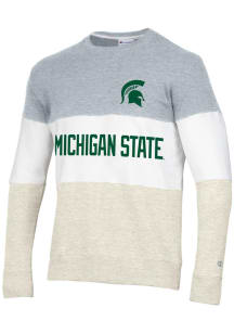 Champion Michigan State Spartans Mens Grey Blocked Long Sleeve Crew Sweatshirt
